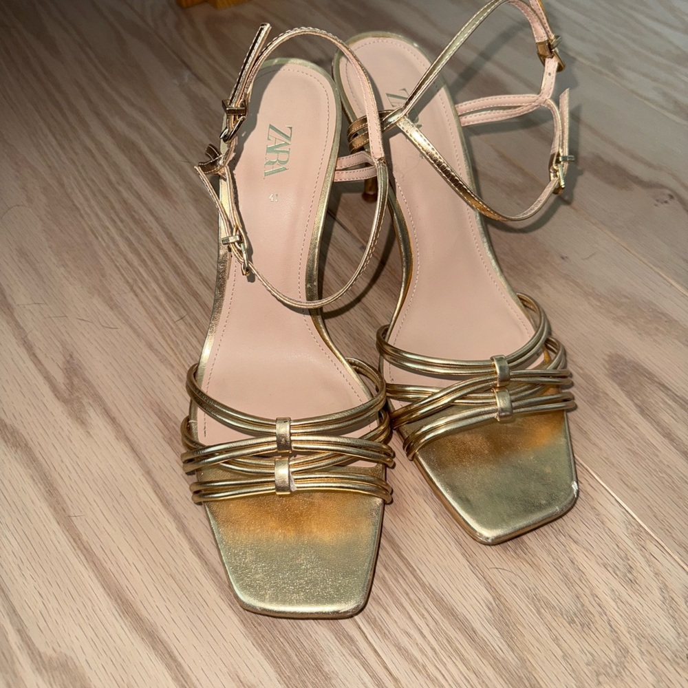 Zara Gold Strappy Sandals